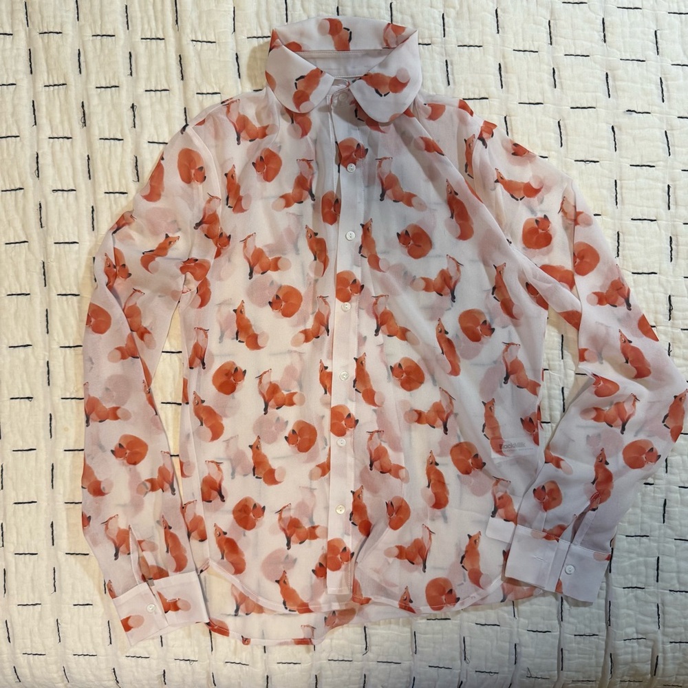 Ghost Foxes Long Sleeve Cute As A Button Shirt